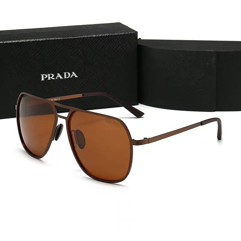 PRADA Metal Oval Craft Sunglasses High-Value Outdoor Street