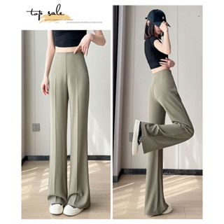 Slim Fit】Side zipper Basic OL pants women pant in summer women pants seluar  perempuan slim fit sagging straight leg pants mid/high waist long pants  wide leg pants 長褲女