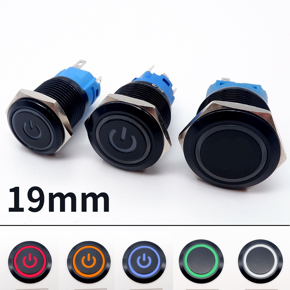 19mm Metal Button Switch Car On Off Black Waterproof LED Light Self ...