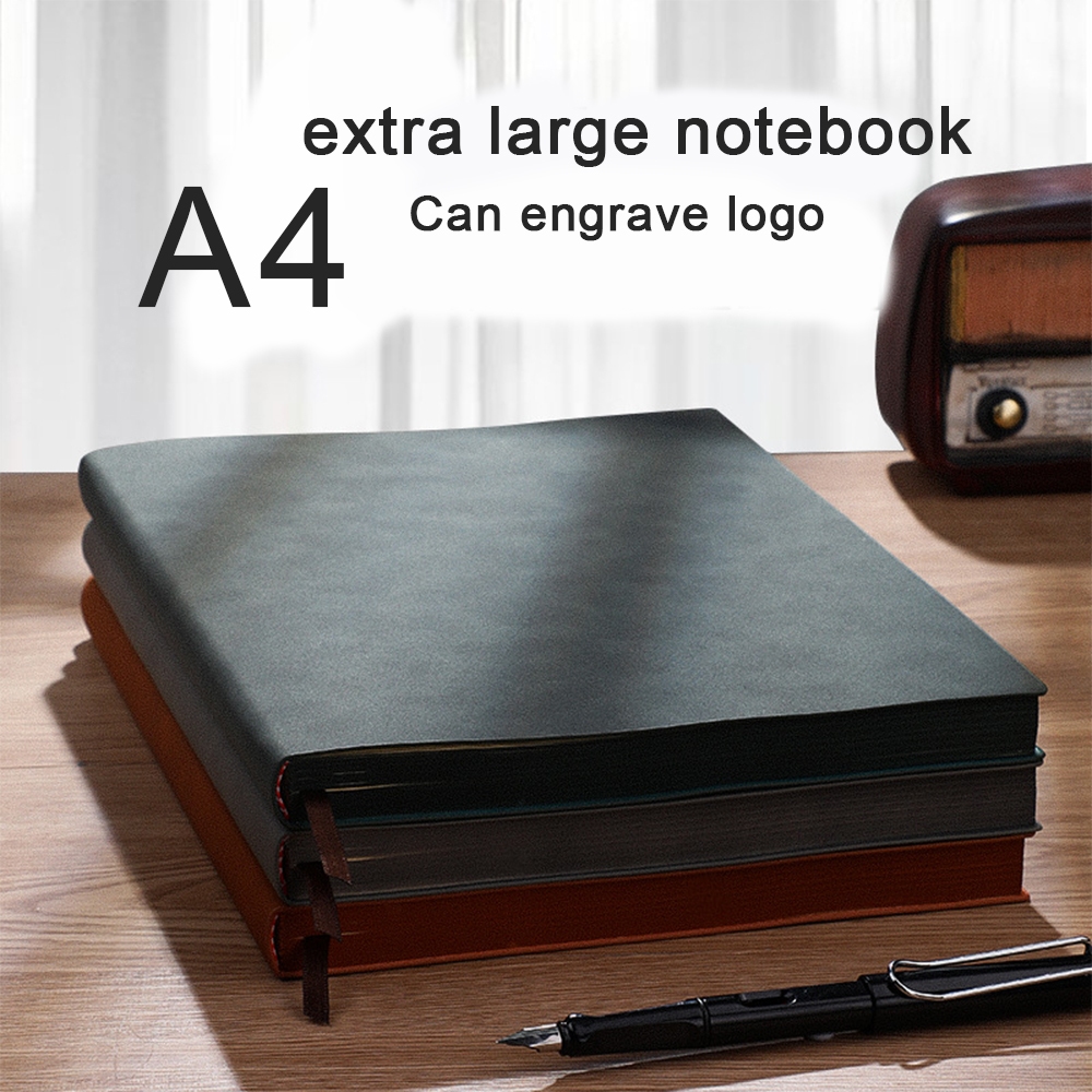 (Logo can be engraved) A4 thick soft leather notebook, office notepad ...