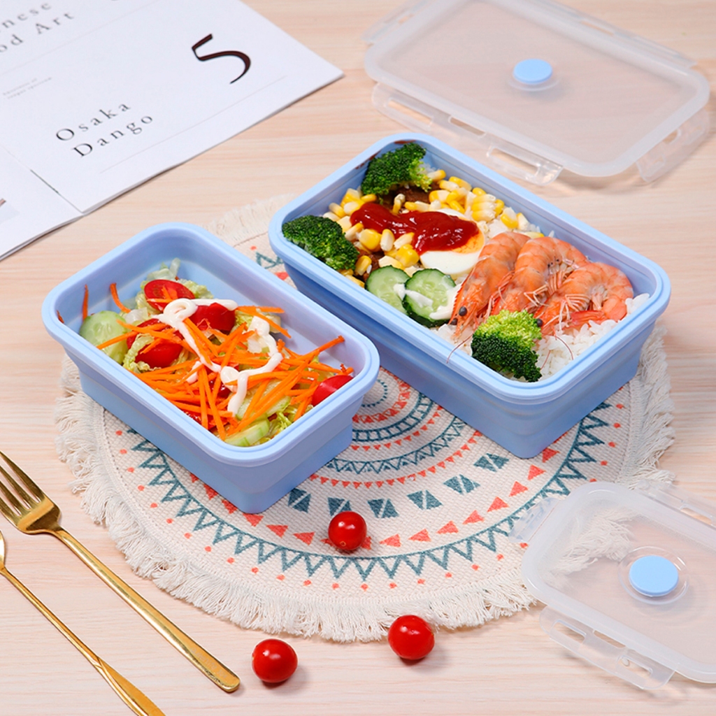 Foldable Silicone Lunch Box Lunch Box Various Sizes Outdoor Portable