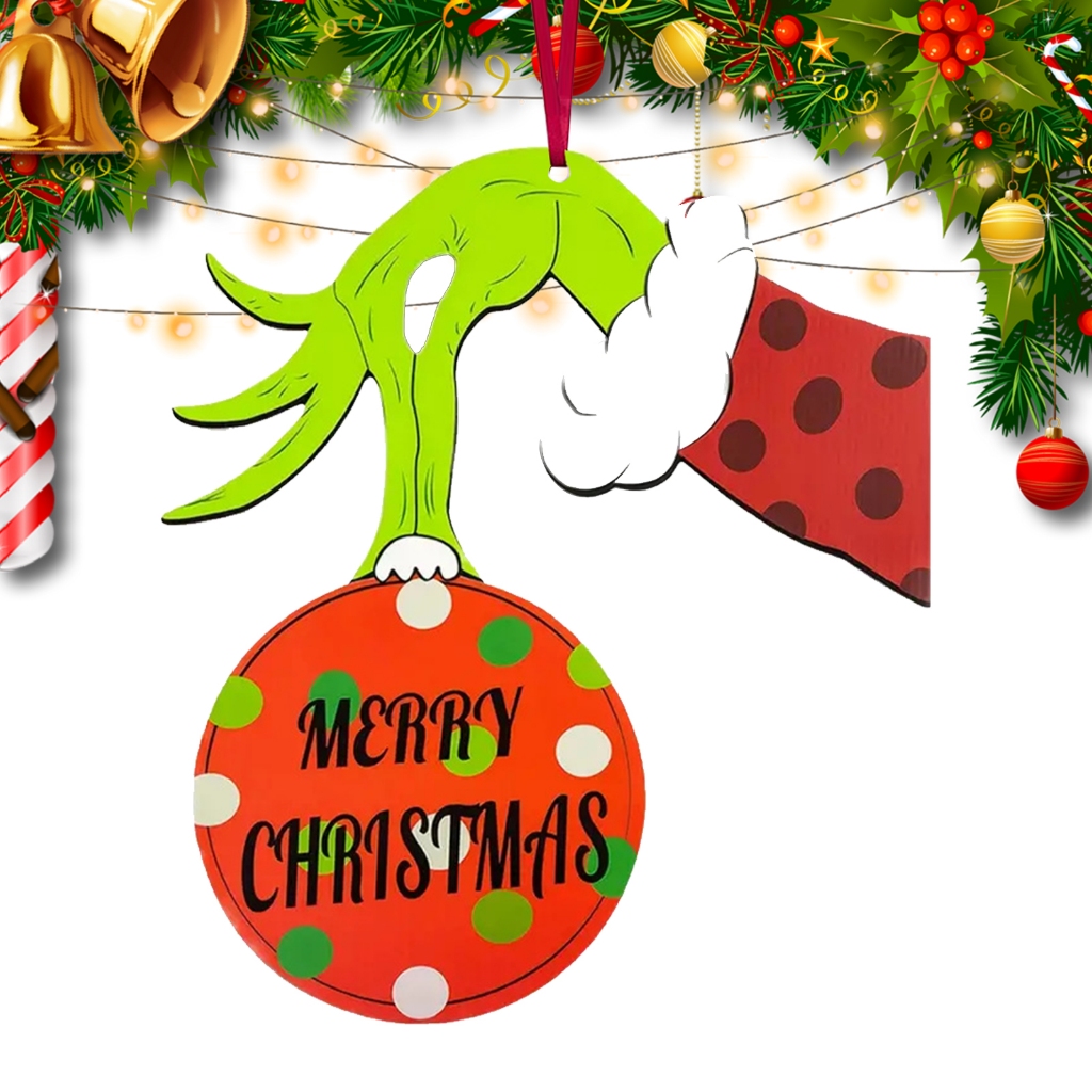 Merry Door Signrs, Funny Finger Signs for Christmas Tree with Bright