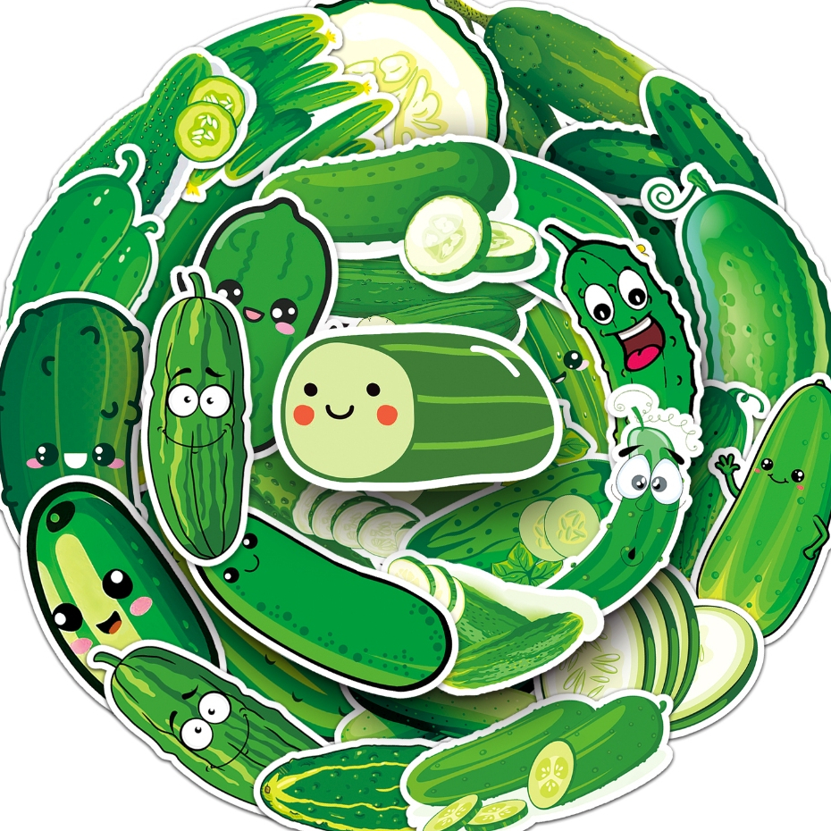 50Piece Funny Cartoon Cucumber Emoji Waterproof Sticker Phones Laptop ...
