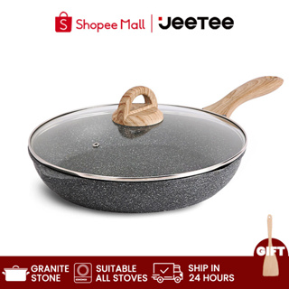 Carote Essential Woody Maifan periuk batu Non-stick PFOA Free Deep Fry Pan  with Lid Suitable All Stove(24/28/32cm)