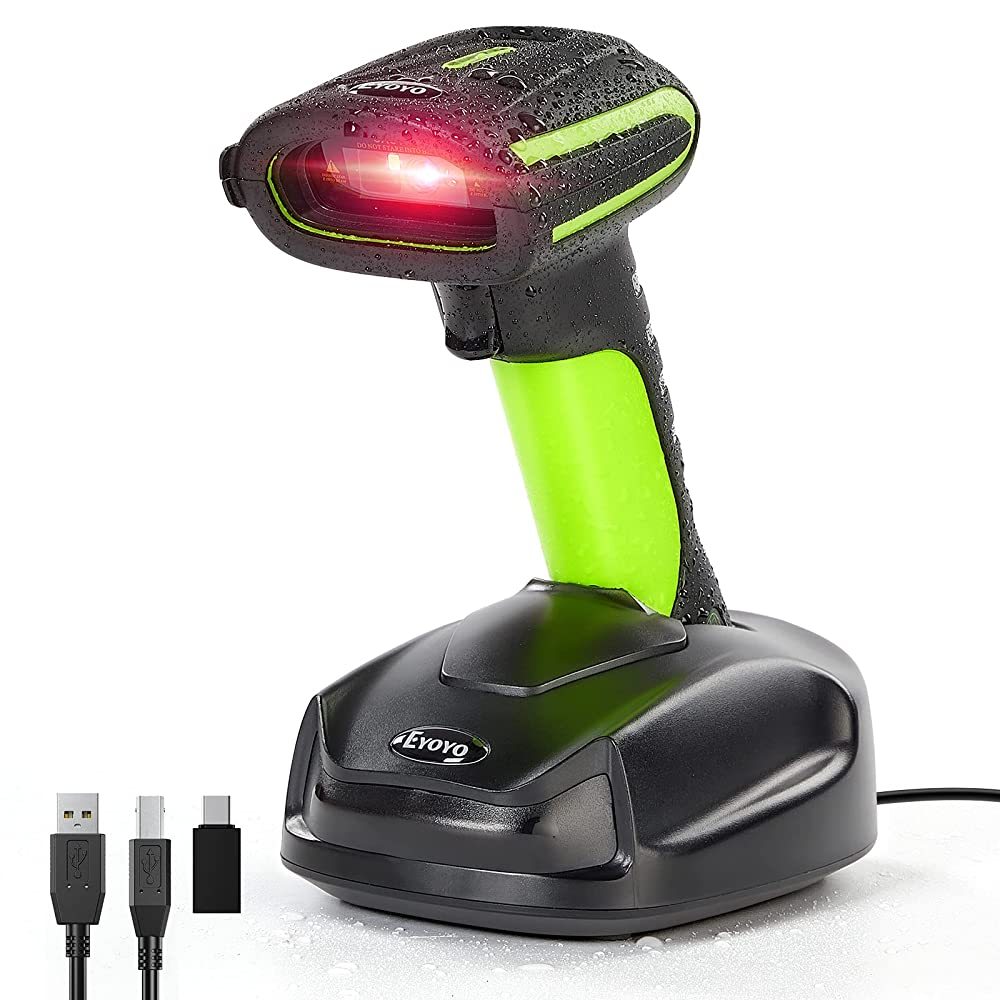 Eyoyo 2D Industrial Barcode Scanner with Wireless Charging Stand Anti ...