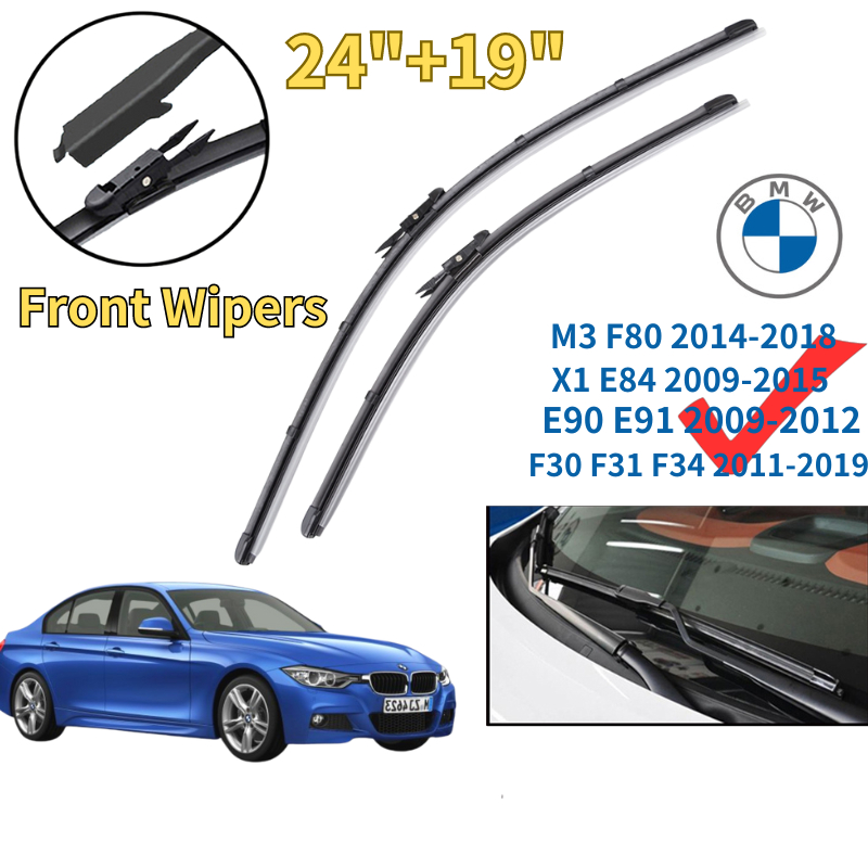 For BMW F30 F31 F34 E90 E91 E84 Front Windscreen Flat Wiper Blades