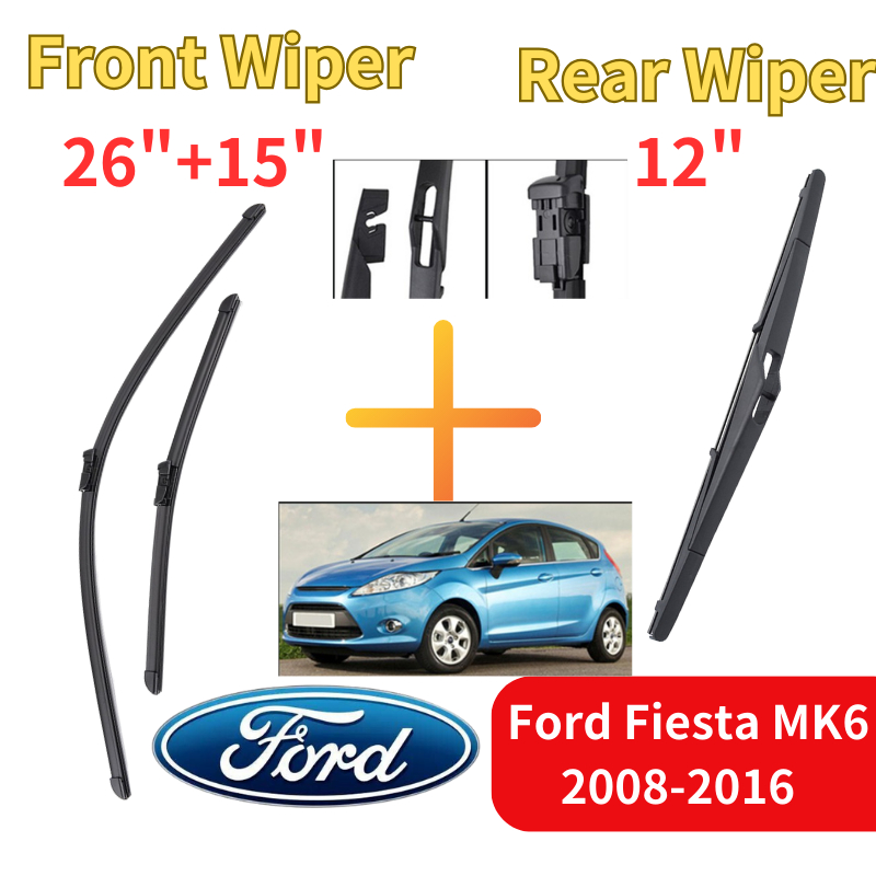 3pcs/Set Front Rear Windscreen Wiper Blades Silicone Wipers For Ford Fiesta Hatchback 58 reg