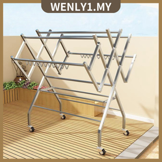 HOMEST【9112】Foldable Mobility Stainless Steel Clothes Hanger / Clothing  Drying Rack / Rak Penyidai Baju不锈钢晒衣架