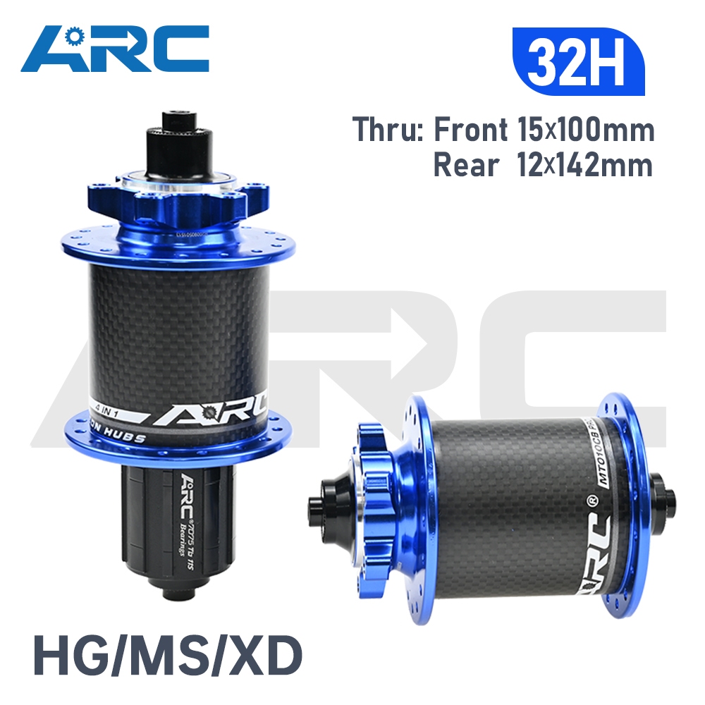 ARC MT010F/R PRO Blue and Golden 32 Holes Carbon Fibre MTB Hub