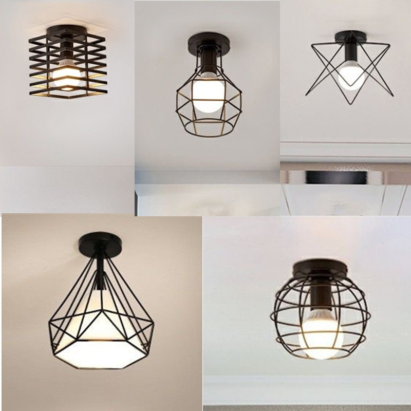 Retro Loft E27 LED Ceiling Lamp,Corridor Entrance Indoor Cage Vintage Ceiling Lighting,Home ...