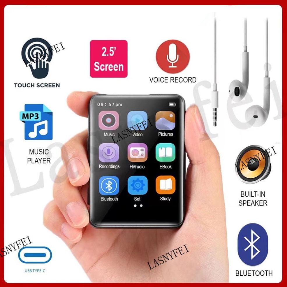 Touch Screen MP3 Music Player Bluetooth 5.0 Walkman 2.5 Inch Touch ...