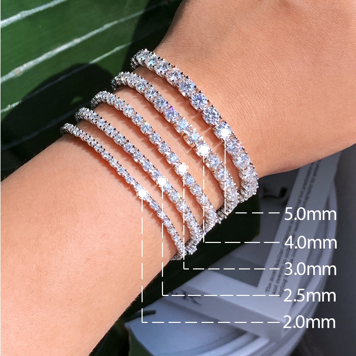100 Moissanite Bracelet Hot Fashion Jewelry Tennis 2 5mm D VVS Diamond 925 Sterling Silver White Gold Plated Bracelet for Women Shopee Malaysia