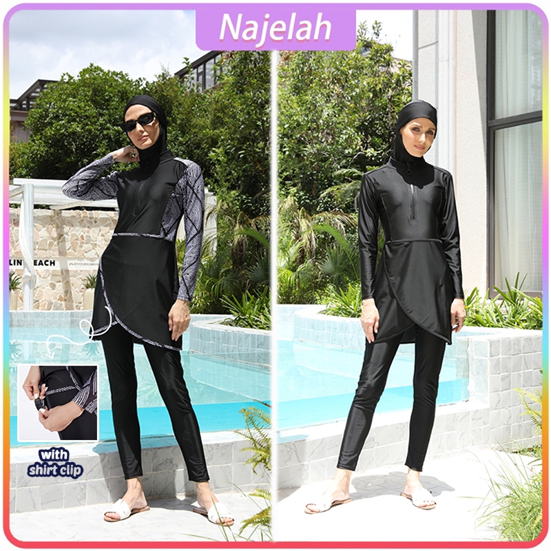 Pieces Set Muslimah Swimming Suit Women Swimwear Long Sleeve Baju