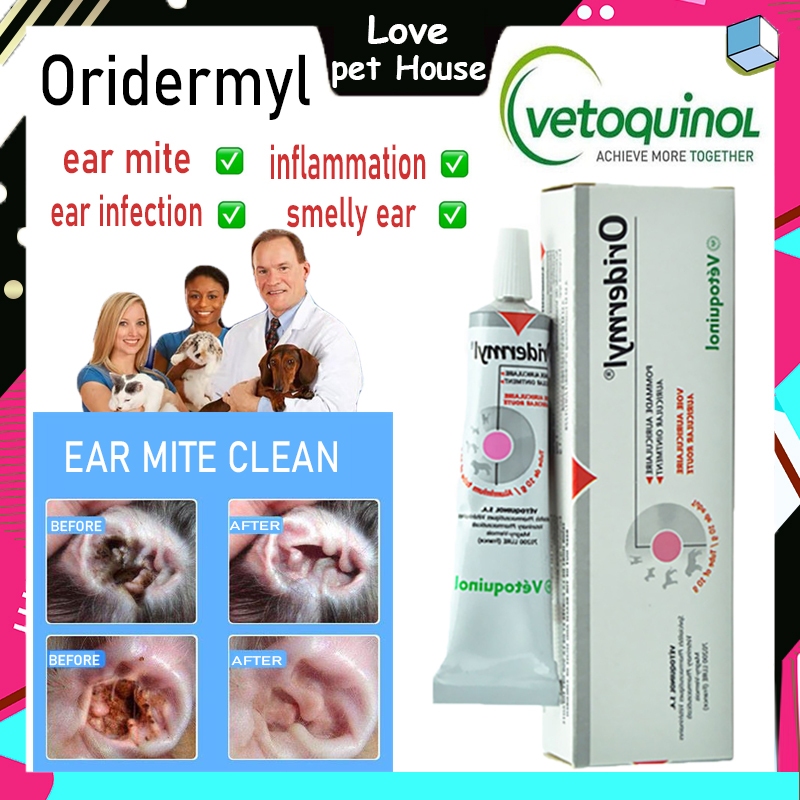 Vetoquinol Oridermyl Ear Ointment For Cat and Dog Ear Mite Clean