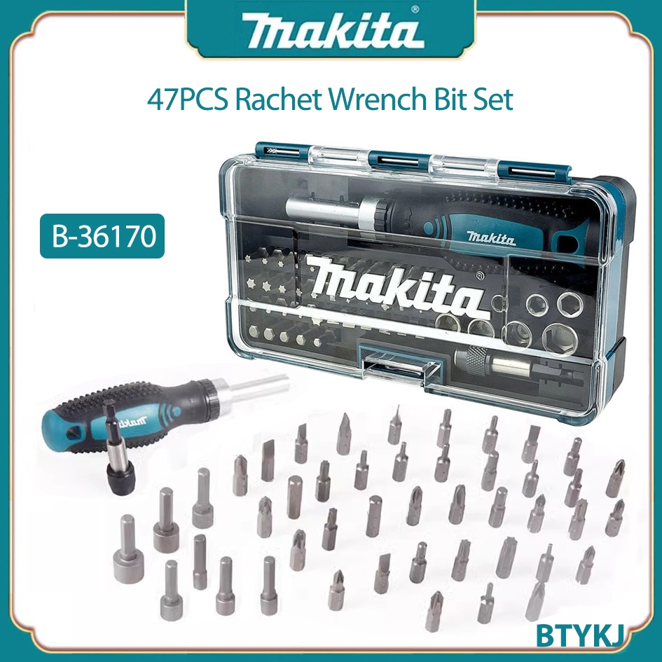 Makita B-36170 47PCS Rachet Wrench Bit Set Electric Hand Drill Hexagon ...