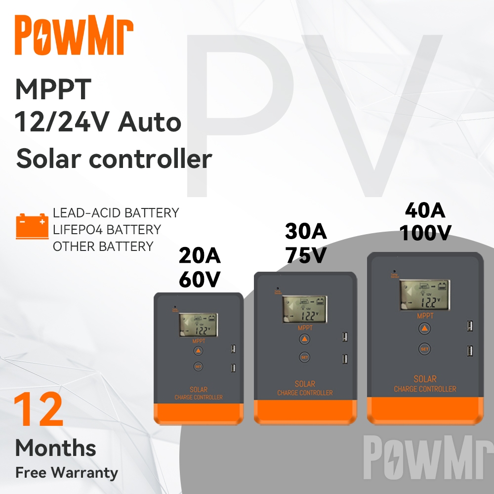 PowMr MPPT 20A/30A/40A Solar Charger Controller 12V 24V Car Solar ...