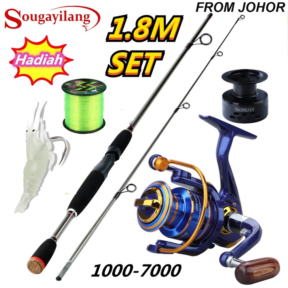 Sougayilang 2 Sections Portable Carbon Fiber Fishing Rod And 12BB