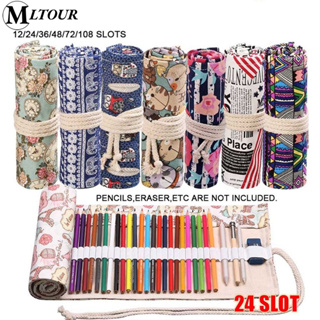 Pencil Roll Wrap,drawing Coloring Canvas Pencil Roll 36/48/72 Slots Artist  Pencils Pouch Case Canvas Stationery