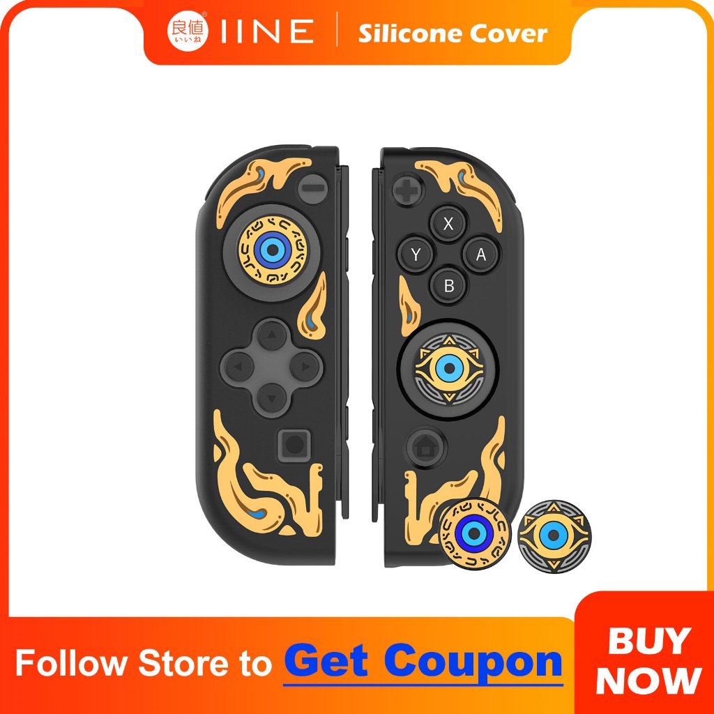 IINE JoyCon Silicone Cover AntiSlip Soft Case with 4 PCS Thumb Grip