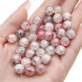 20pcs 10mm Shiny Purple Light Pearl Crackle Crystal Glass Beads