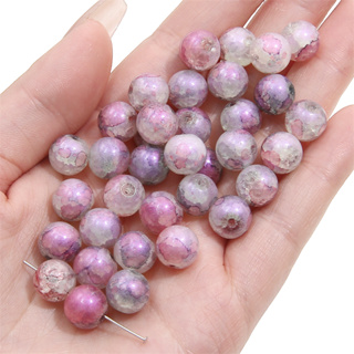 20pcs 10mm Shiny Purple Light Pearl Crackle Crystal Glass Beads