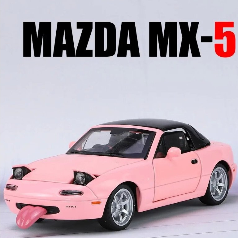 thumbnail image 2 of CHUNYAN 1/32 Mazda Miata MX-5 Alloy Model Car, Toy Car With Pullback, Removable Top, Blinking Lights, Toy Car With Sound And Bright Lights, Collectible Grade Gift For Kids (Red 2 of 11
