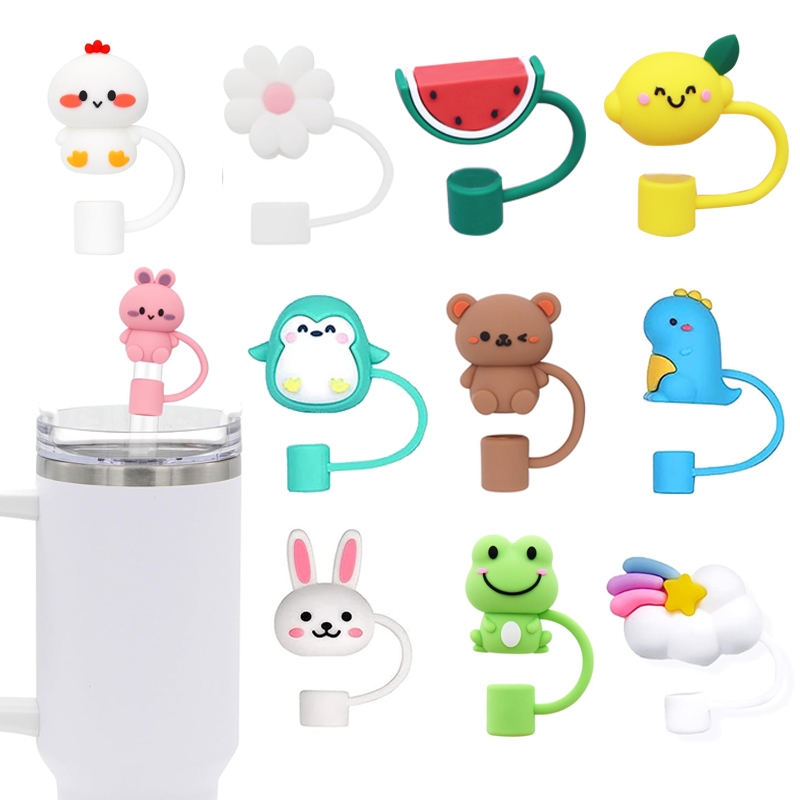 10 Pcs Silicone Straw Cover, Dust-Proof Straw Cap Toppers, Cute Stanley  Straw Covers Reusable Silicone Soft Protector Cover for 0.4 inch/10mm Straws  Exact Fit for Stanley Tumbler Straws 