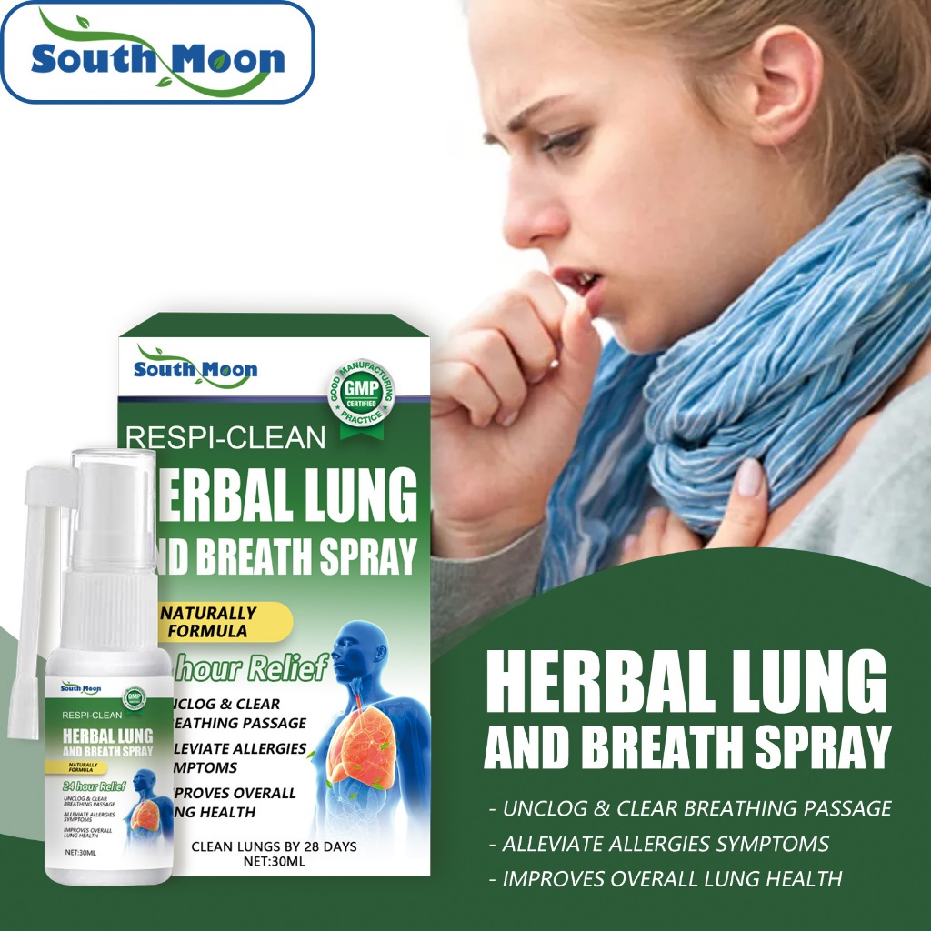 South Moon Herbal Lung Breath Spray 30ml Lung Herbal Cleanser Spray