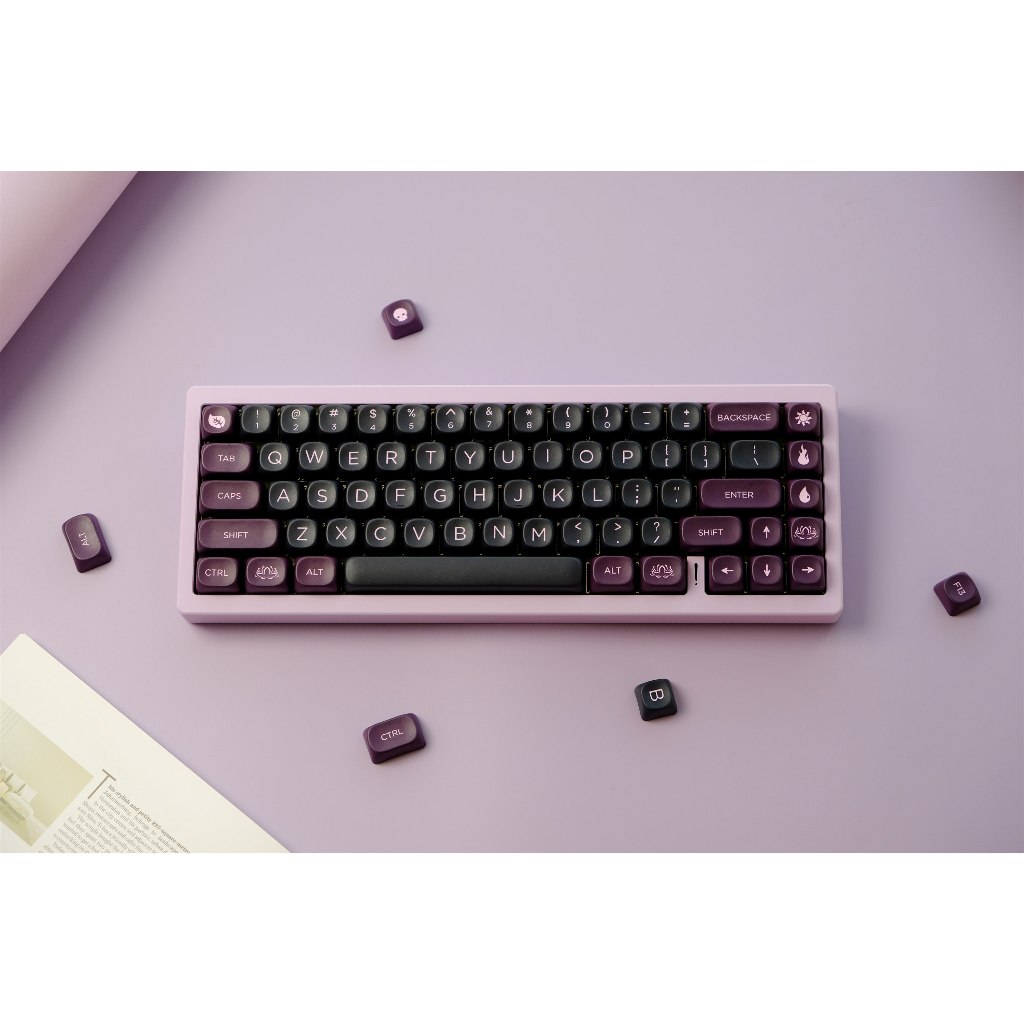 GMK black lotus keycaps, 126 Keys keycaps MOA Profile DYE-SUB ...