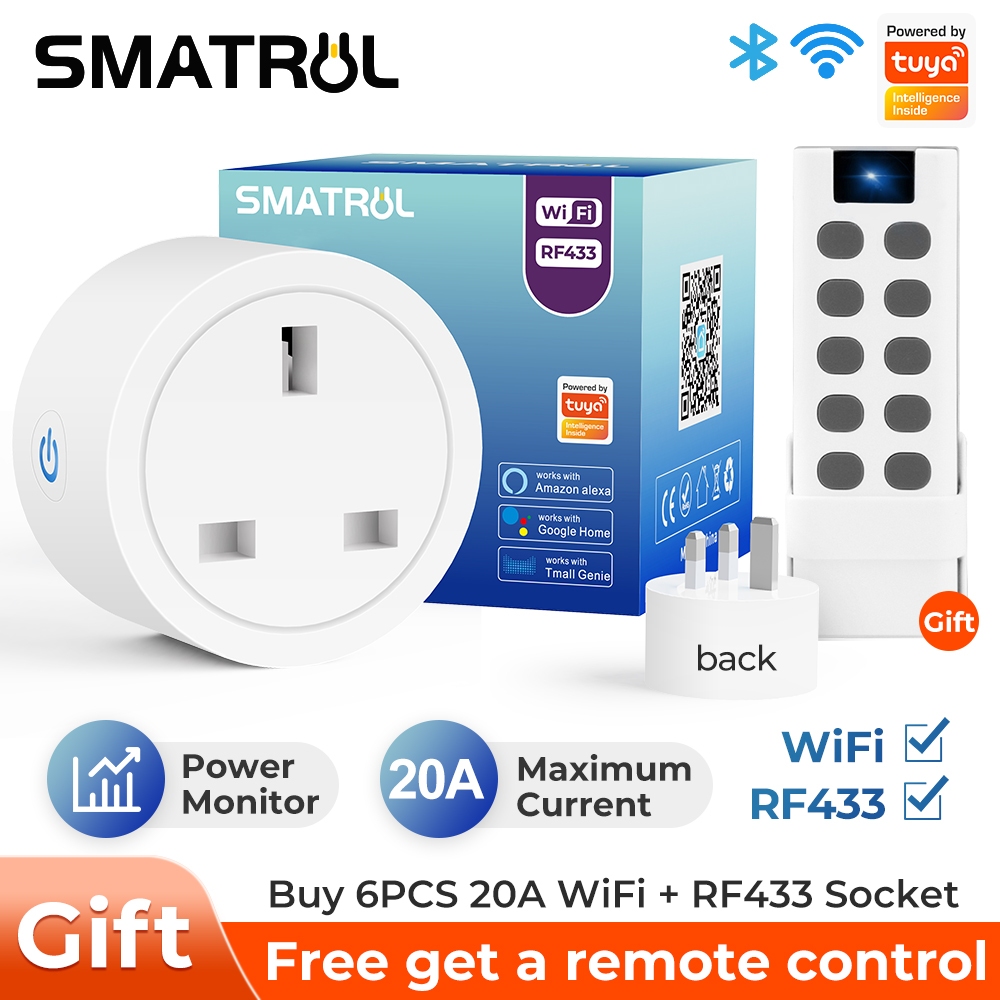SMATRUL 16/20A RF433+wifi smart plug Tuya WiFi Socket Adaptor
