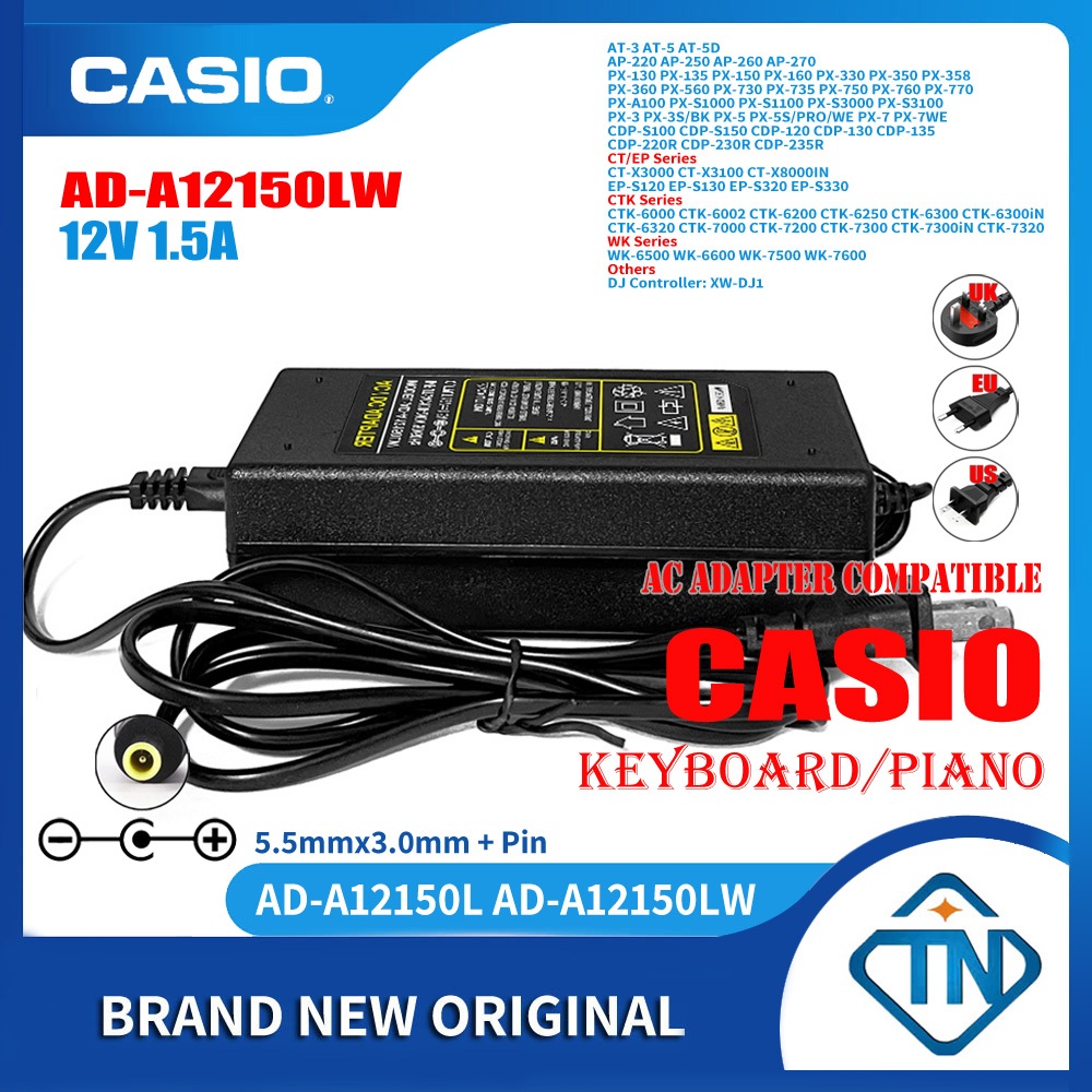 12V 1.5A AC/DC Adapter ADA12150LW for Casio Casiotone WK6500 WK6600
