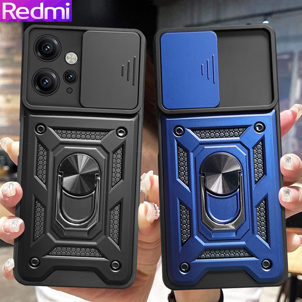 Metal Ring Case Redmi Note 13 12 11 10 Pro Plus Transparent Case For Redmi  13C 12C 10C 9C Silicone Cover Redmi Note 12S 11S 10S
