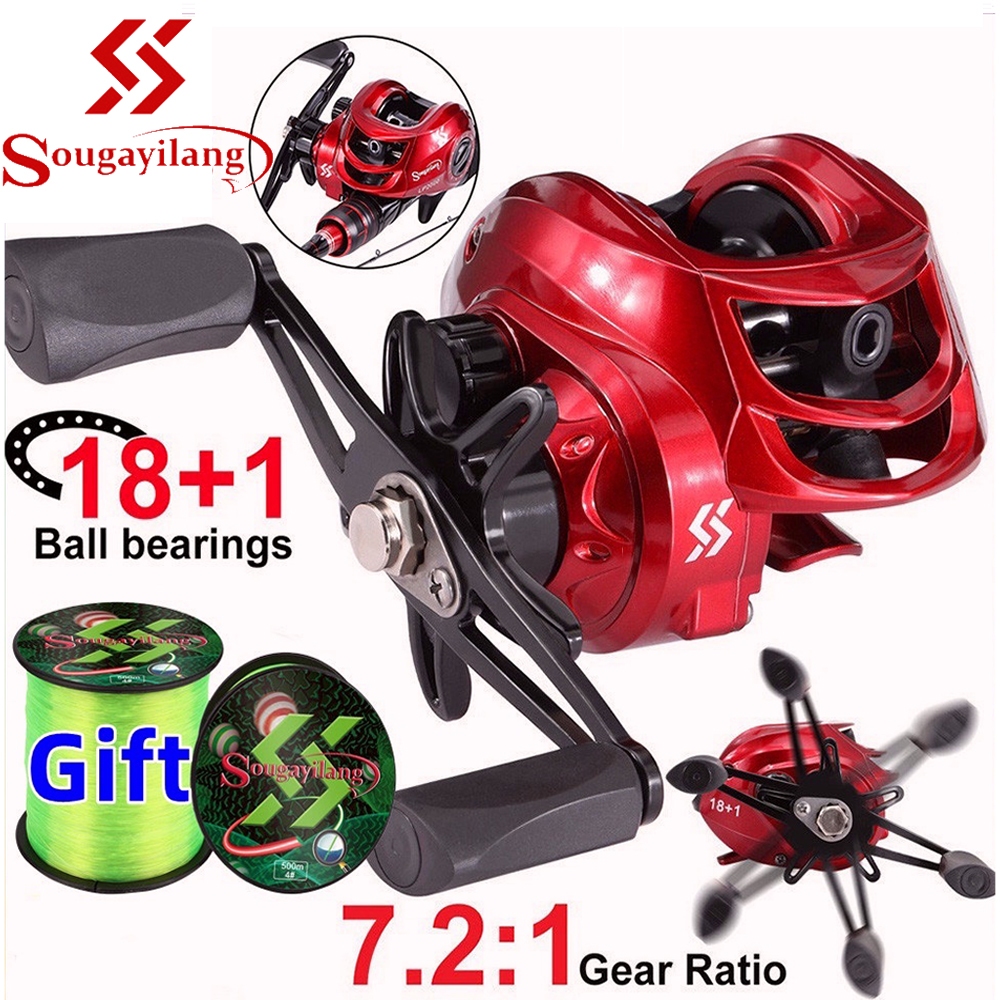 Carrete De Pesca Sougayilang Baitcasting 18 1BB 8KG Max Drag 7 . 2 : 1 Aparejos Ultraligeros De Alta Velocidad