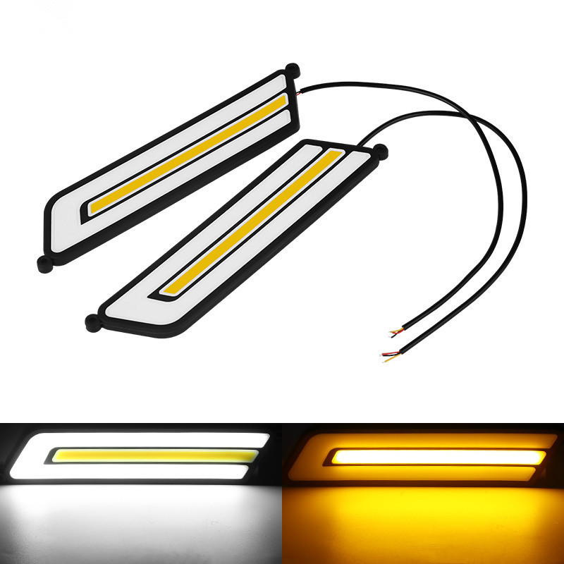 2Pcs Car COB silicone daytime running light Yellow/White dual color ...