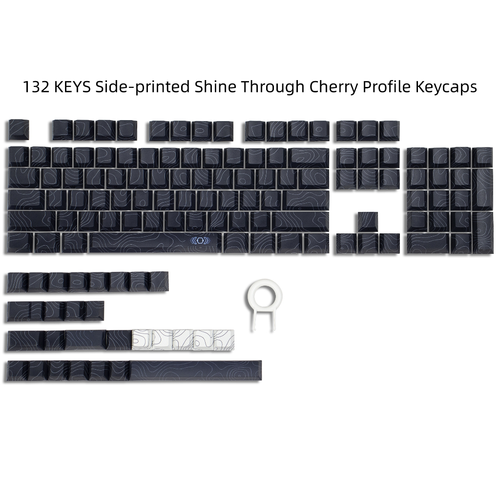 WOMIER 132 Keys Altitude line PBT Keycap 5 Side Dye Sub Side Printed ...