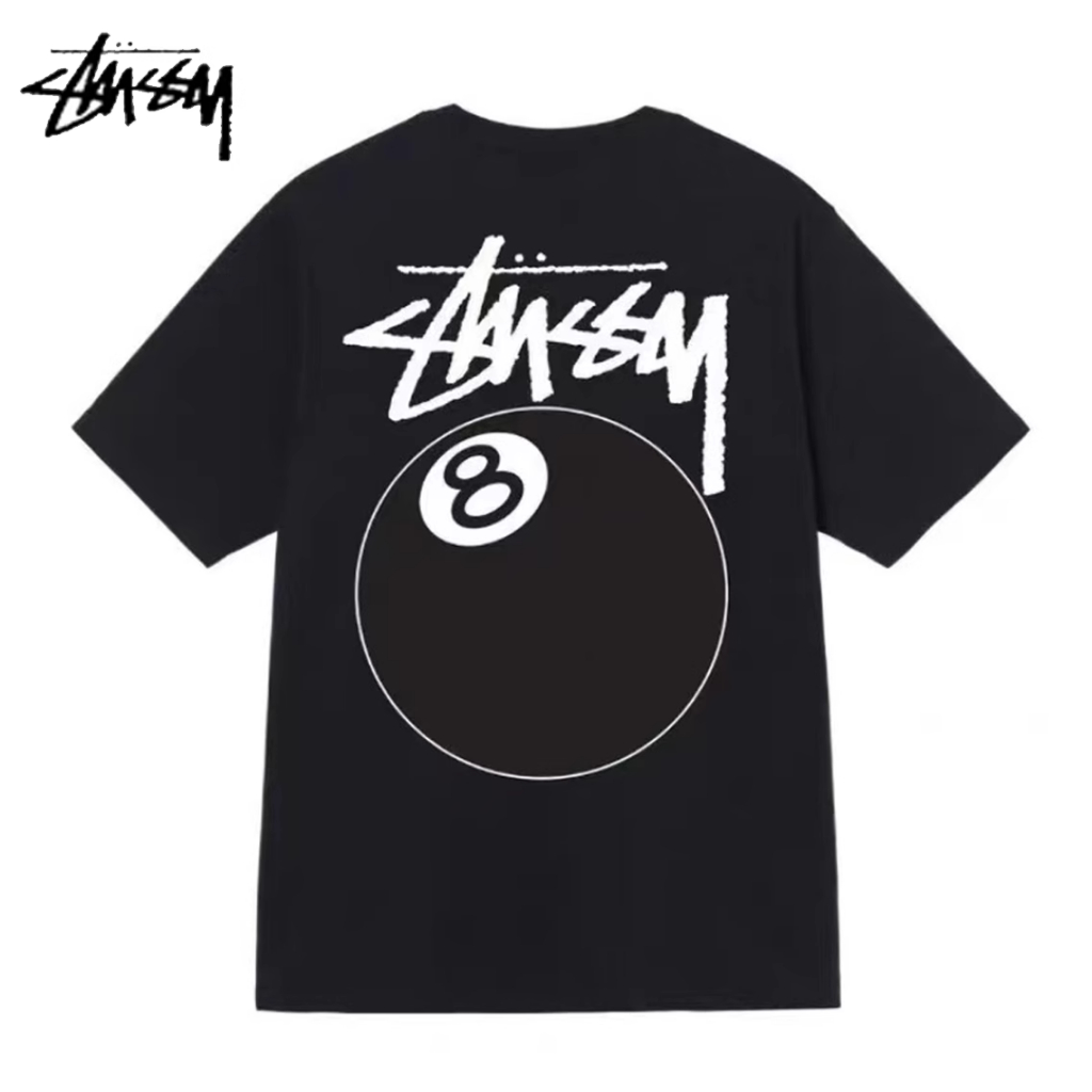 Stussy Short Sleeves T-shirt Black Eight Billiards Skateboard Printed ...