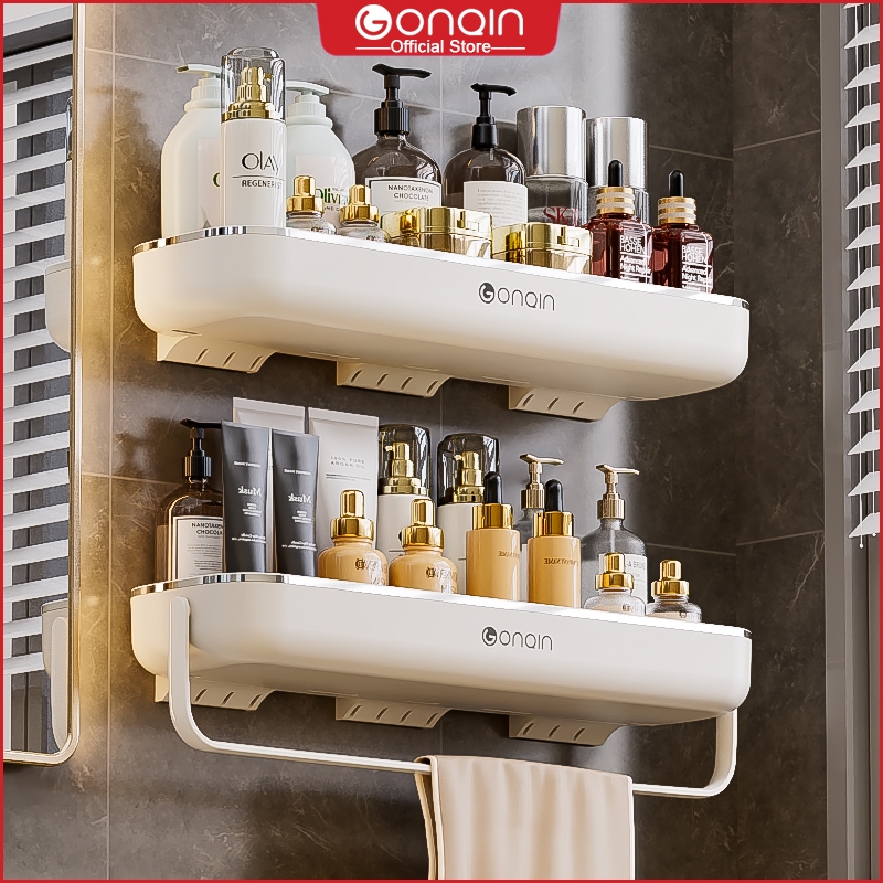 GONQIN Bathroom Rack Shelf Wall-Mounted Multi-purpose Storage Rack with ...