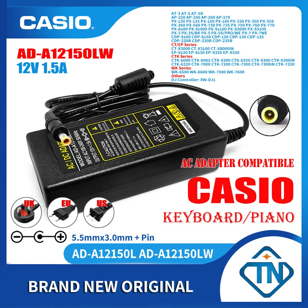 12V 1.5A AC/DC Adapter AD-A12150LW For Casio CDP-S90 CDP-S110 BK/WE CDP ...