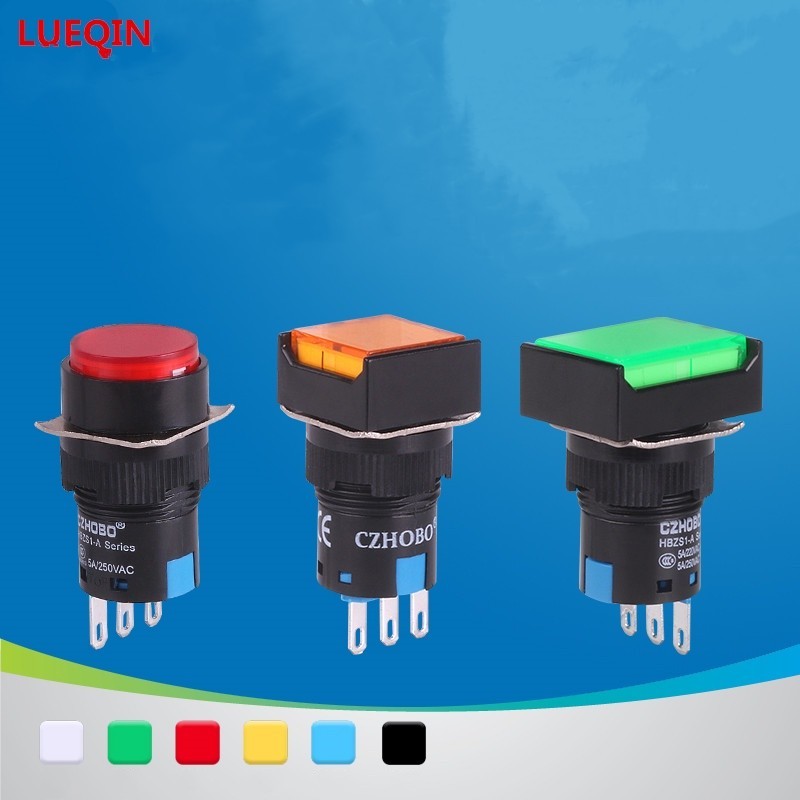 Point Switch Self-Reset Round Flat Button Push Button Switch LA16-11M ...