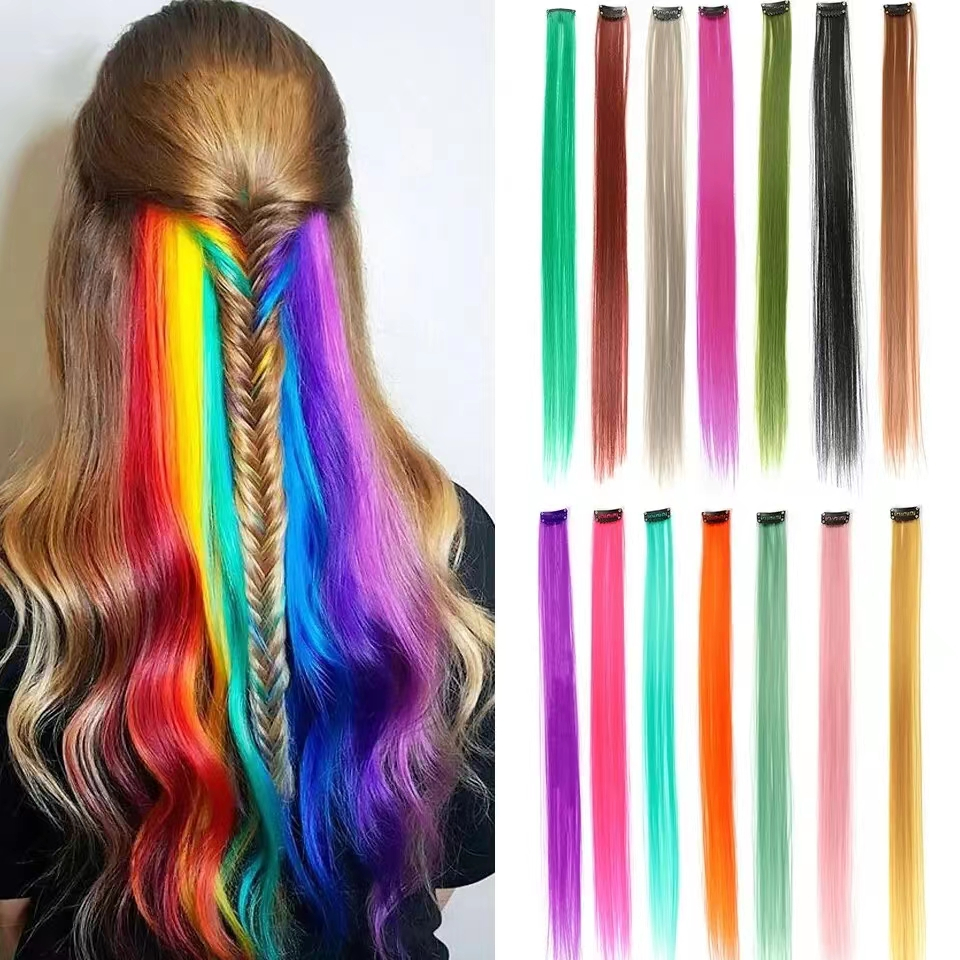 Women's hair extensions, long straight hair wigs, ear hanging hair dye