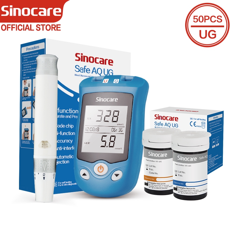 Sinocare Safe AQ UG model blood glucose & uric acid 2 in 1 meter kit ...