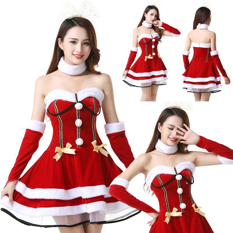 Sexy Lady Women Christmas Xmas Red Santa Claus Fancy Dress Costume — free download