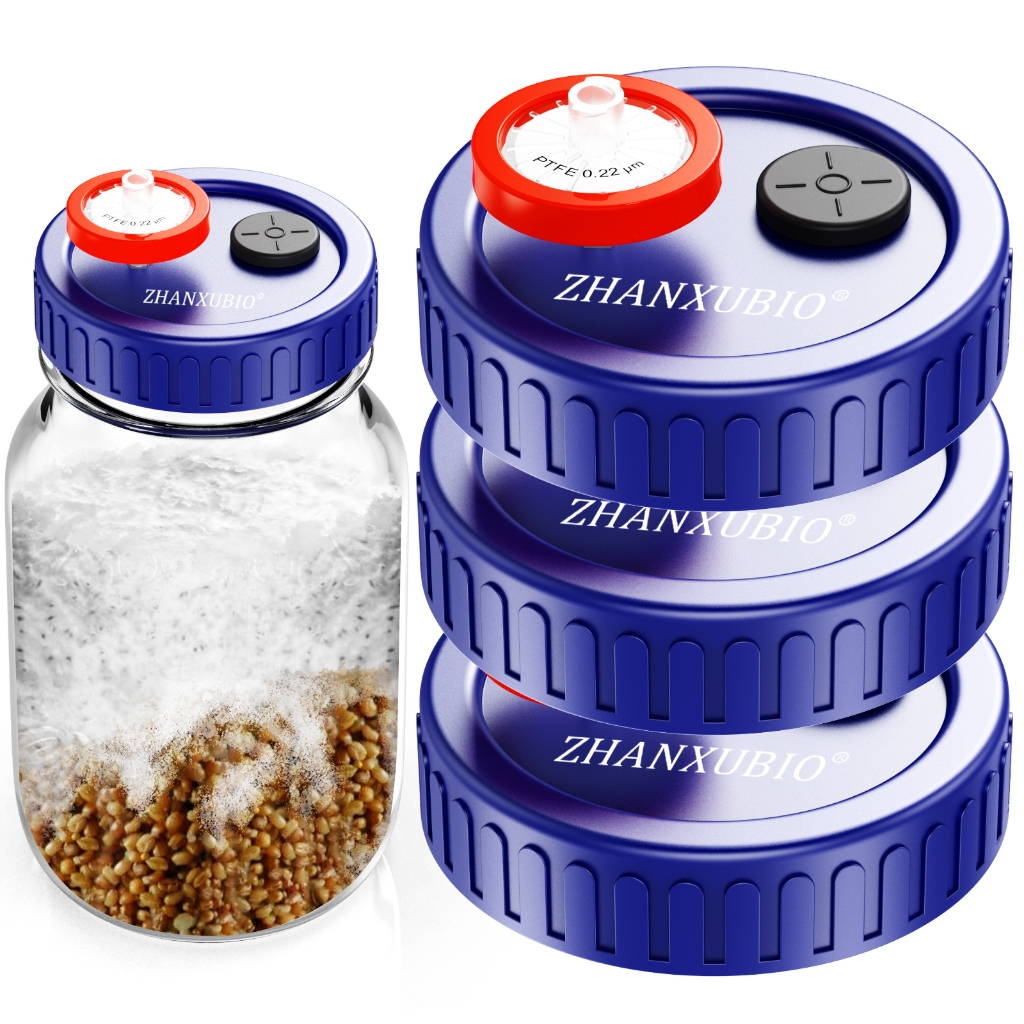 12-Pack Mushroom Grain Spawn Injection Lids - Wide Mouth Mason Jar Lids (Modified)
