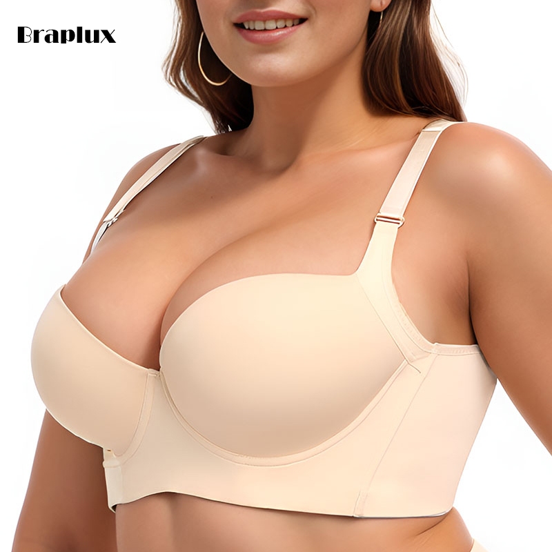 Braplux 36 Cup C B D 38 40 42 44 46 48 50 Women Bra 40B Plus Size Bra For  Woman With Wire Balconette Big Boobs Breast Chest Bralette Chubby Black  Beige