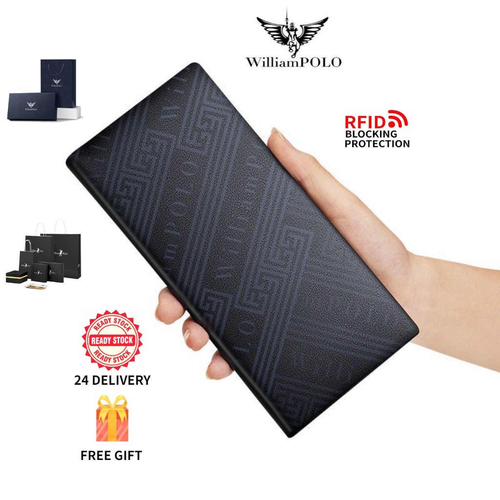 William polo wallet new men wallet leather original long fashion anti ...