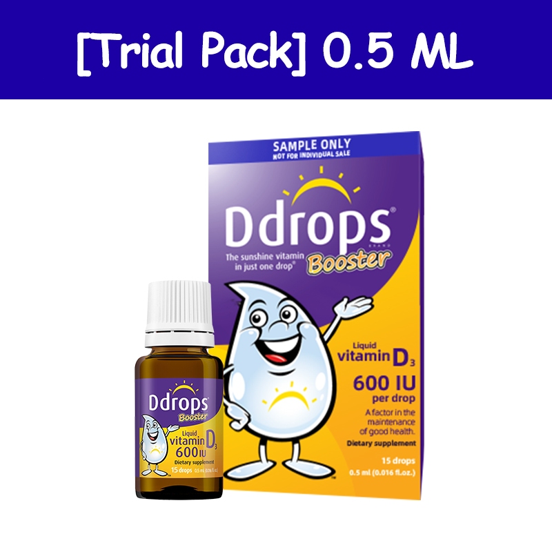 [Trial Pack] Ddrops Kids Booster 600 IU Liquid Vitamin D3 (15 Drops/0.5 ...