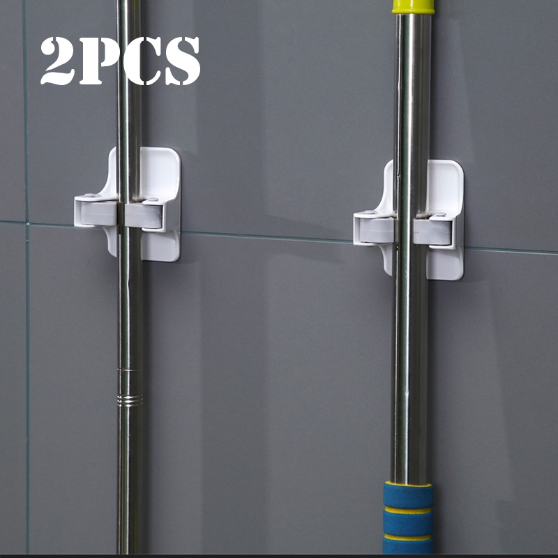 1/2pcs Mop Wall Holder Multi-Purpose Hooks Wall Mounted Mop Clip Brush  Broom Hanger Storage Rack Hanging Kitchen Bathroom Access