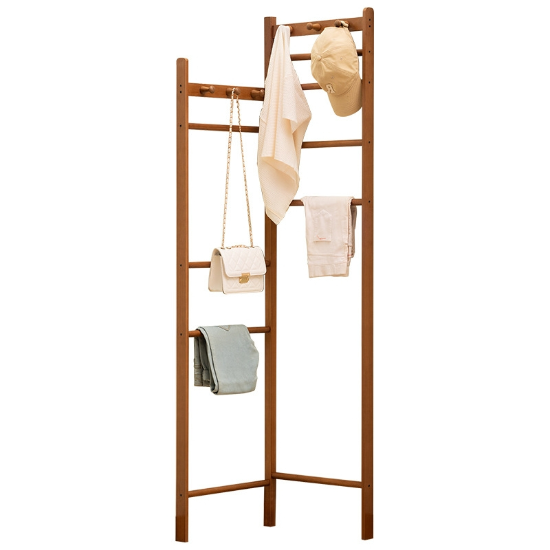 Corner Coat Tree, Folding Free Standing Hat Rack Organizer Hall Storage Stand with 12 Hooks