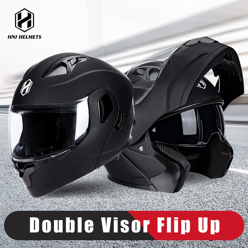 HNJ Helmet Motor Full Face Safety Flip Up Double Visor 100 Original