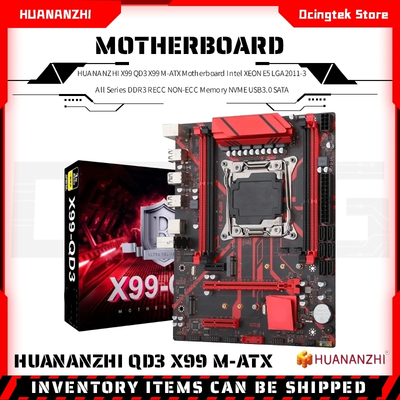 HUANANZHI QD3 M-ATX Motherboard Intel XEON E5 LGA2011-3 All Series DDR3 ...